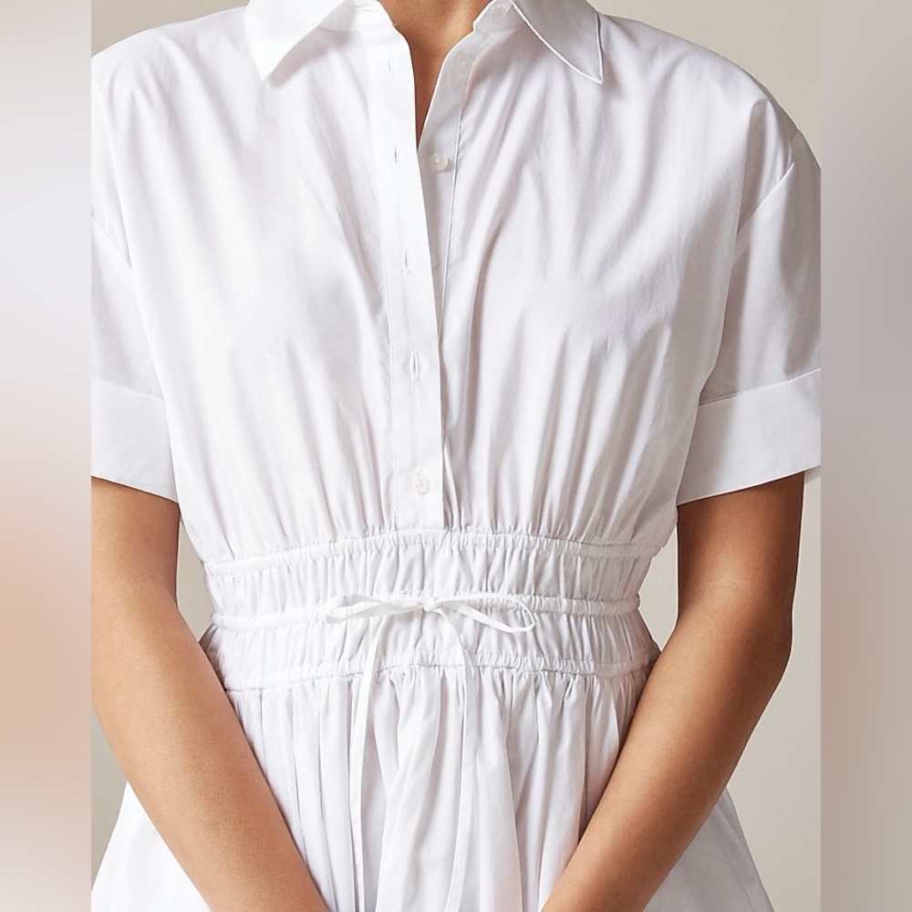 NWT J.Crew Elena mini shirtdress cotton poplin 14 White Smocked Preppy Casual - Picture 2 of 15